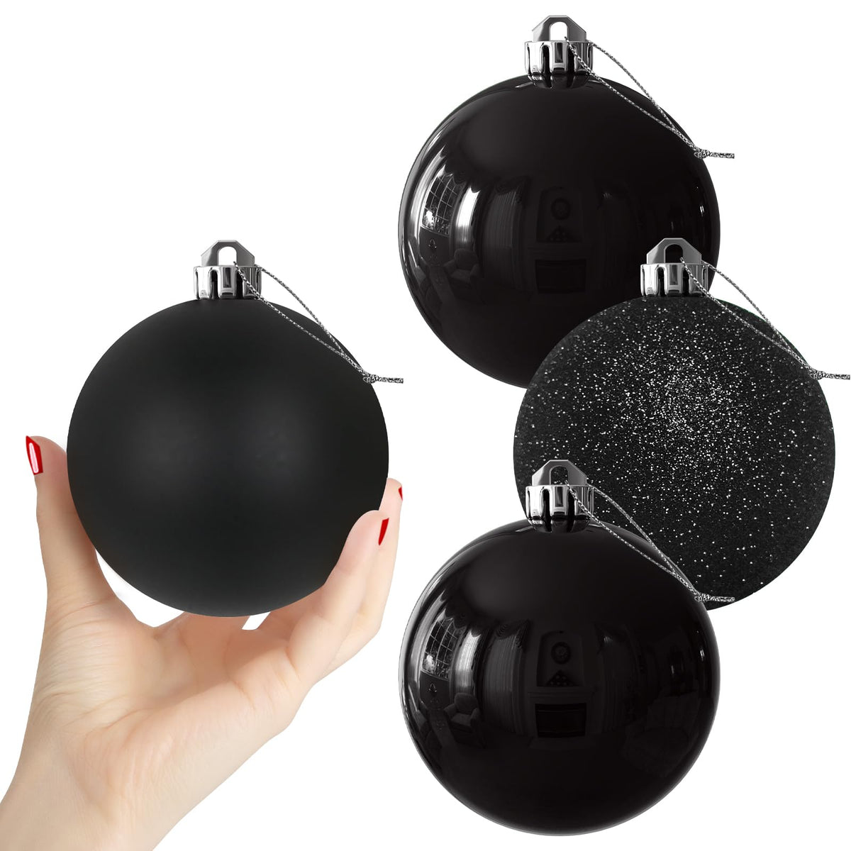 Rose Red 4.0" Large Christmas Balls - Christmas Tree Decoration Ornaments Shatterproof Hanging Balls for Birthday Halloween Holiday Wedding Decorations Set of 4pcs