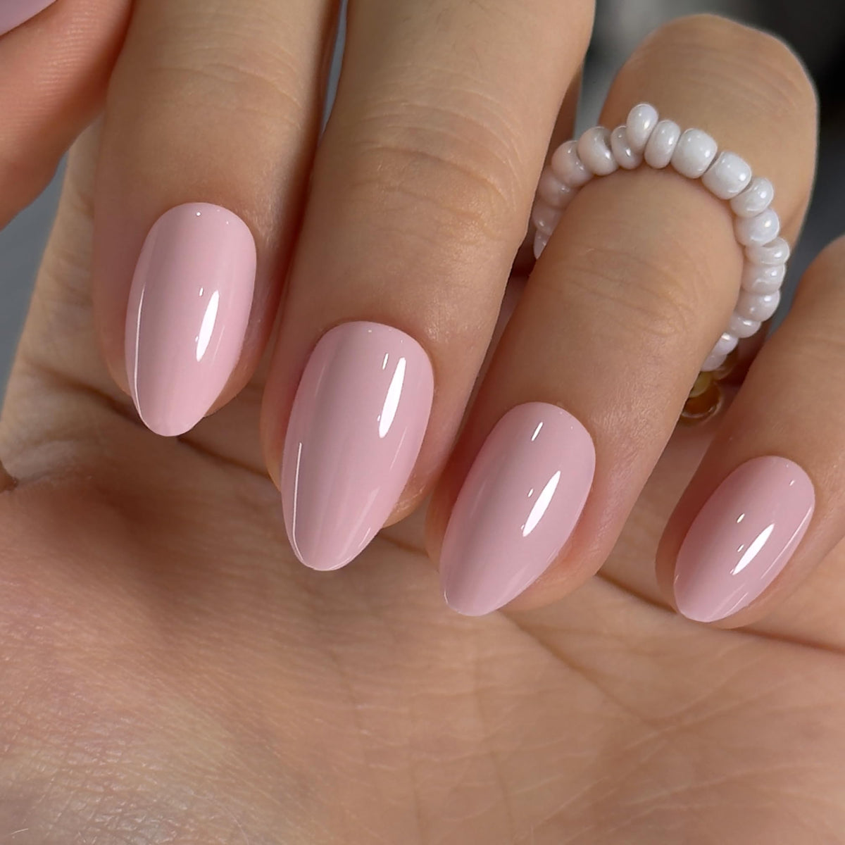 CurvLife Milky White Square Press on Nails Short, Soft Gel Fake Nails with Clean Nude Apricot Design Full Cover False Nails Glossy Nude Glue on Nails Artificial Stick on Nails for Women