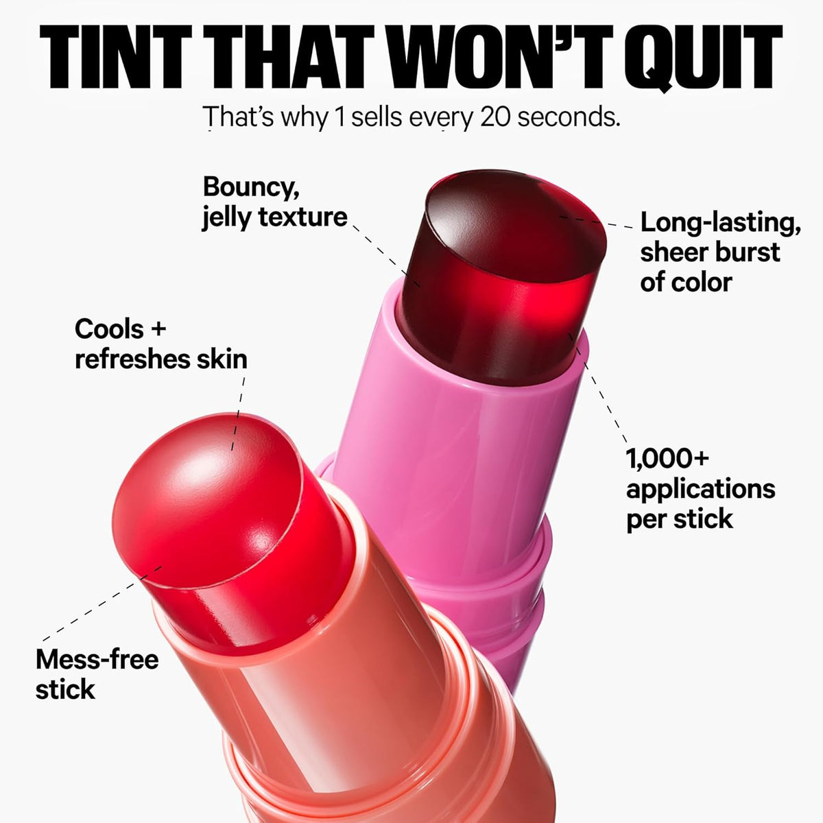 Milk Makeup Cooling Water Jelly Tint – Long-Lasting Sheer Lip + Cheek Stain with Firming Vegan Collagen + Hydrating Aloe – Transfer Proof, Buildable Lip Tint + Blush
