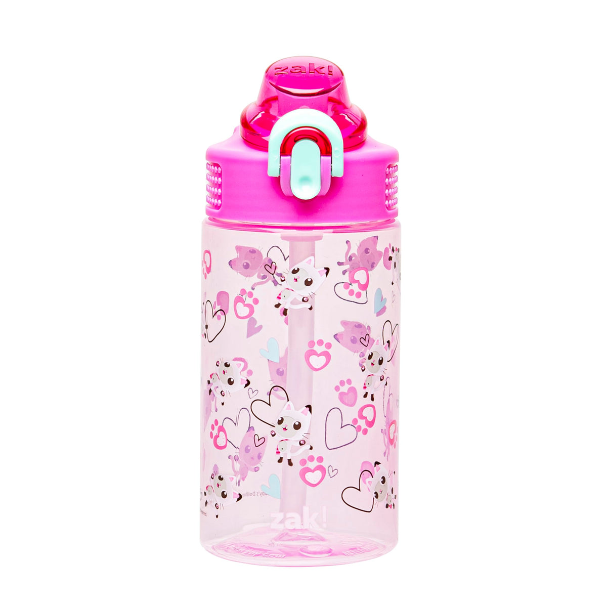 Zak Designs Sanrio Hello Kitty Sage 16oz Leak-Proof Straw Kids Water Bottle | BPA Free, Durable Plastic, Cupholder Friendly, Dishwasher Safe, Easy to Clean, Lid Lock, Handle, For School, Home, Travel