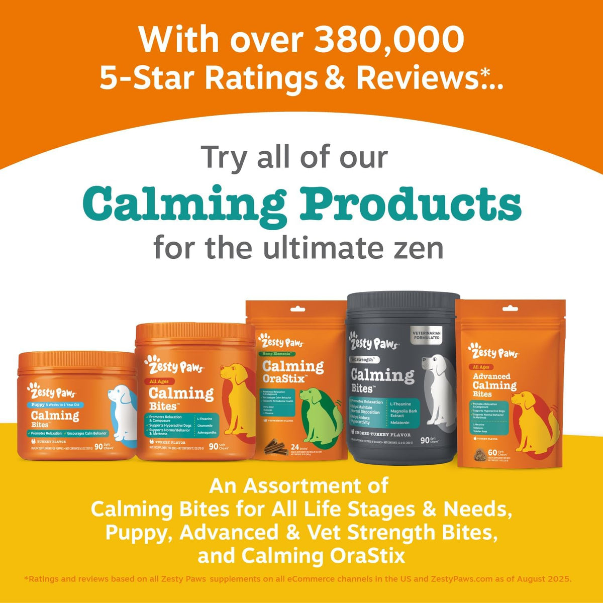 Zesty Paws Calming Chews for Dogs Composure & Relaxation for Everyday Stress & Separation Peanut Butter 90 Count