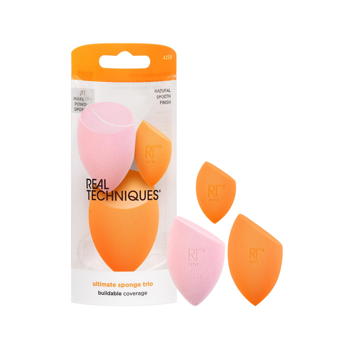 Real Techniques Miracle Complexion Sponge, 4 Pack, For Applying Liquid & Cream Foundation, Skin Tint & Concealer, Makeup Blending Sponge, Natural Finish, Latex-Free & Cruelty-Free