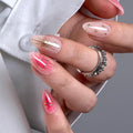 CurvLife Milky White Square Press on Nails Short, Soft Gel Fake Nails with Clean Nude Apricot Design Full Cover False Nails Glossy Nude Glue on Nails Artificial Stick on Nails for Women