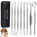 Dental Tools Pet Dog Teeth Cleaner Tool Kit, Stainless Steel Plaque Remover Dental Picks Tooth Tartar Scraper, Pets Oral Care Hygiene Set for Cats and Dogs Use with Case