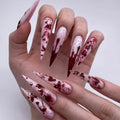 Halloween Bat Press on Nails for DIY Manicure Glossy Purple French Tips 24Pcs Acrylic Medium Almond False Nails Gel Glue on Nails Evil Bats Fake Nails Stick on Nails for Women Girls French Tips Design