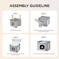 Bedsure Cat House Bed for Indoor Cats with Fluffy Ball and Scratch Pad,Grey | 16.5x16.5x13 in,Large Cat Cave for Multiple Pets,Foldable Cat Hideway Cube for Sleeping Kitten
