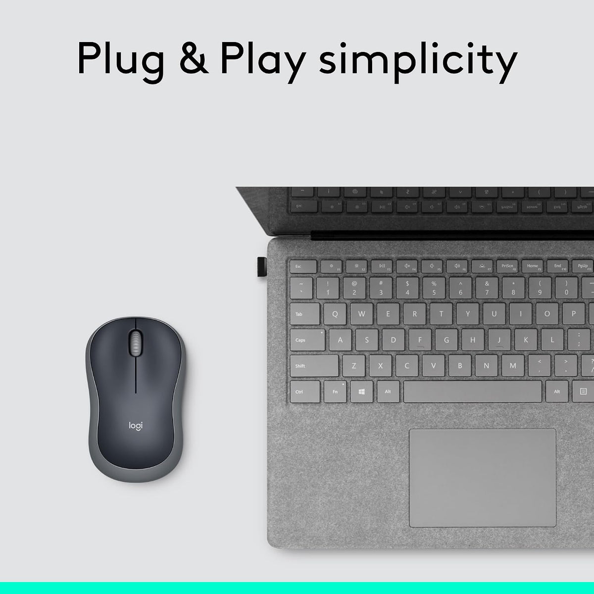 Logitech M185 Compact Ambidextrous 2.4 GHz Wireless Mouse - Swift Grey