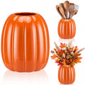 Beeveer 6.7 Inch Ceramic Pumpkin Vase, Large White Pumpkin Utensil Holder