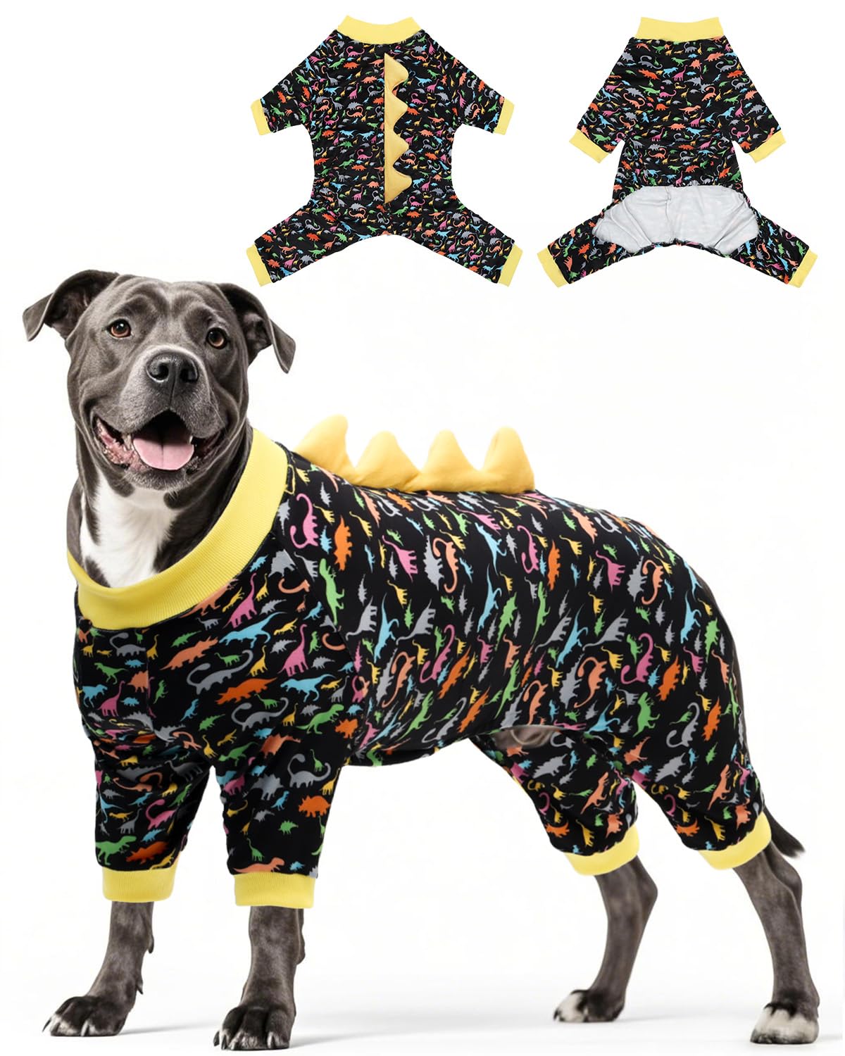 CuteBone Dinosaur Costume Dog Pajamas, Stretchy Spandex Crystal Velvet Sleepwear Coat for Small Dogs, Soft & Warm Pet Outfit Clothes for Cold Weather, Cozy Pullover Design COSP05XXL