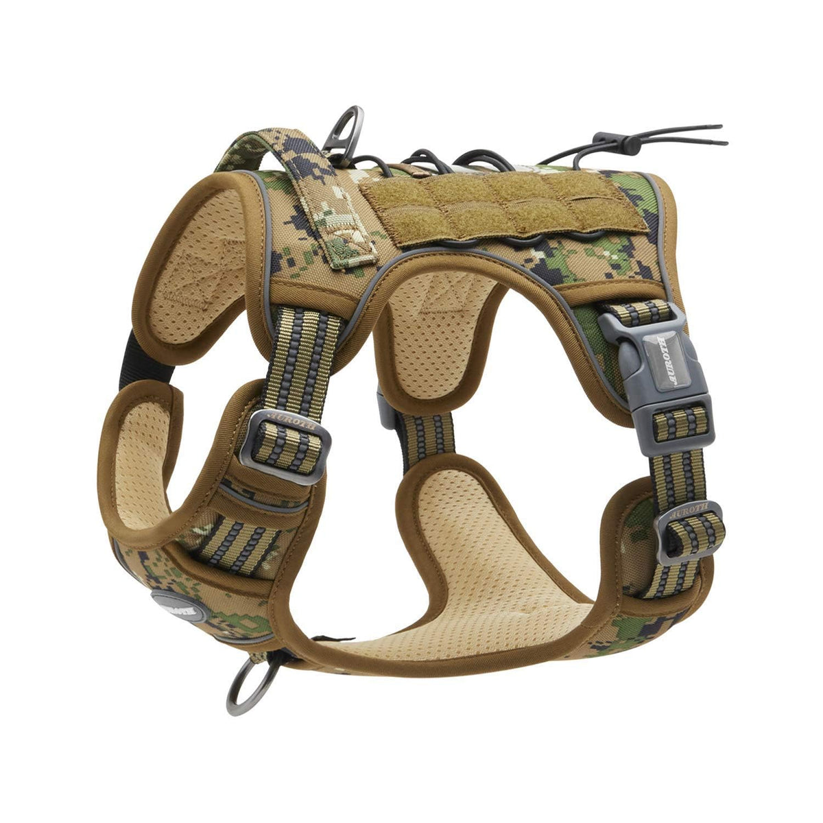 Auroth Tactical Dog Harness for Large Dogs No Pull Adjustable Pet Harness Reflective K9 Working Training Easy Control Pet Vest Military Service Dog Harnesses Army Yellow L