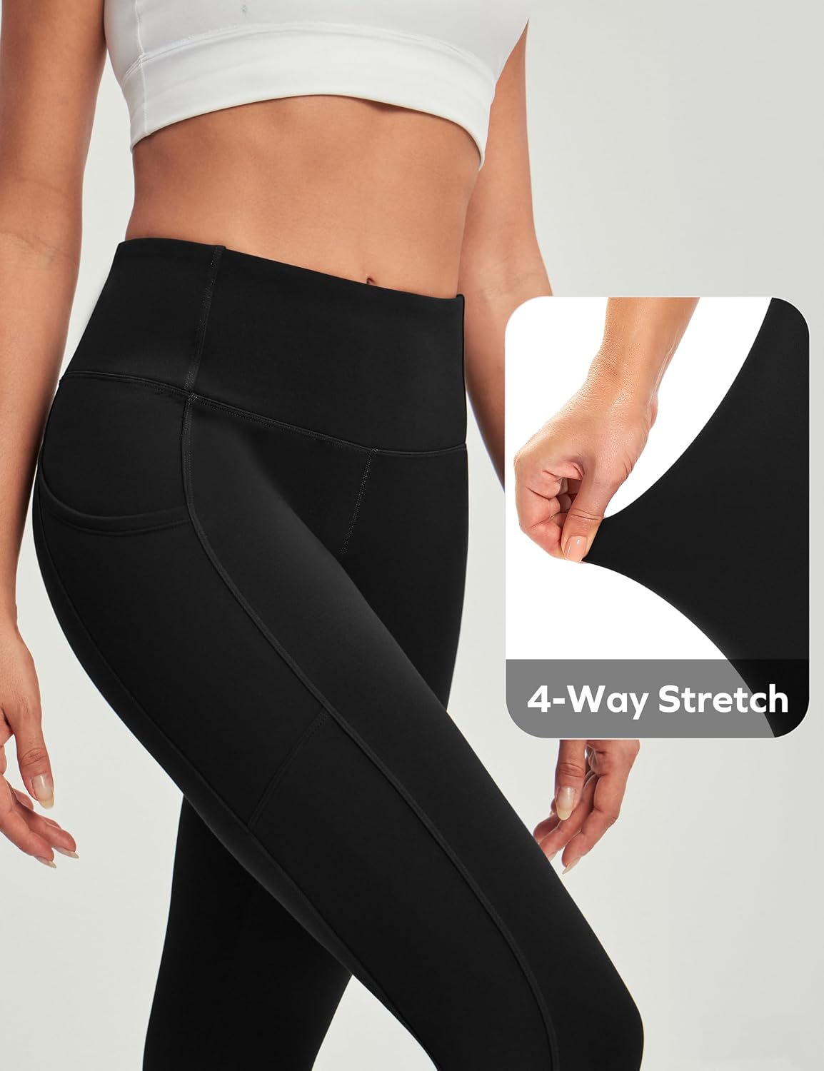 Heathyoga Fleece Lined Leggings with Pockets for Women Thermal Yoga Pants