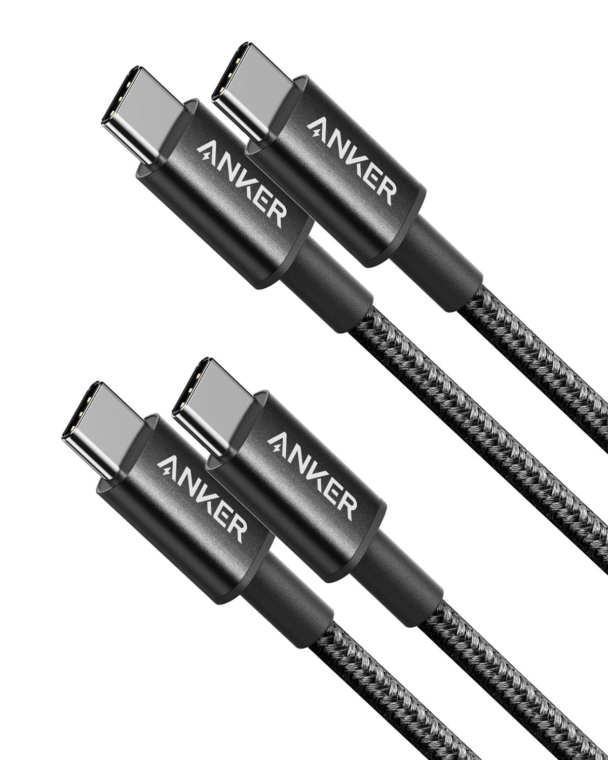 Anker USB C to USB C Cable, 60W Fast Charging Cable (2-Pack, 6 ft, Black)