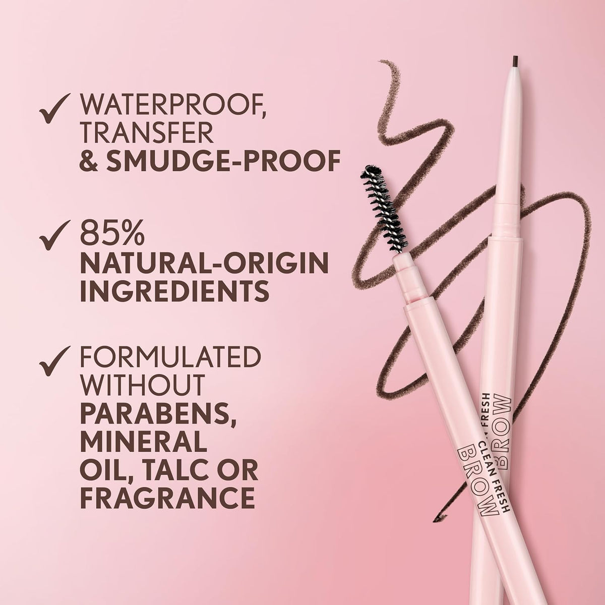 Covergirl Clean Fresh Brow Nano, 500 Medium Brown, Eyebrow Pencil, Ultra-Precise Tip, Waterproof, Transfer-Resistant, Built-In Spoolie, Vegan Formula, 0.001oz