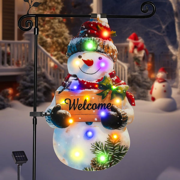 12x18 Lighted Christmas Snowman Garden Flag,  Outdoor Decor