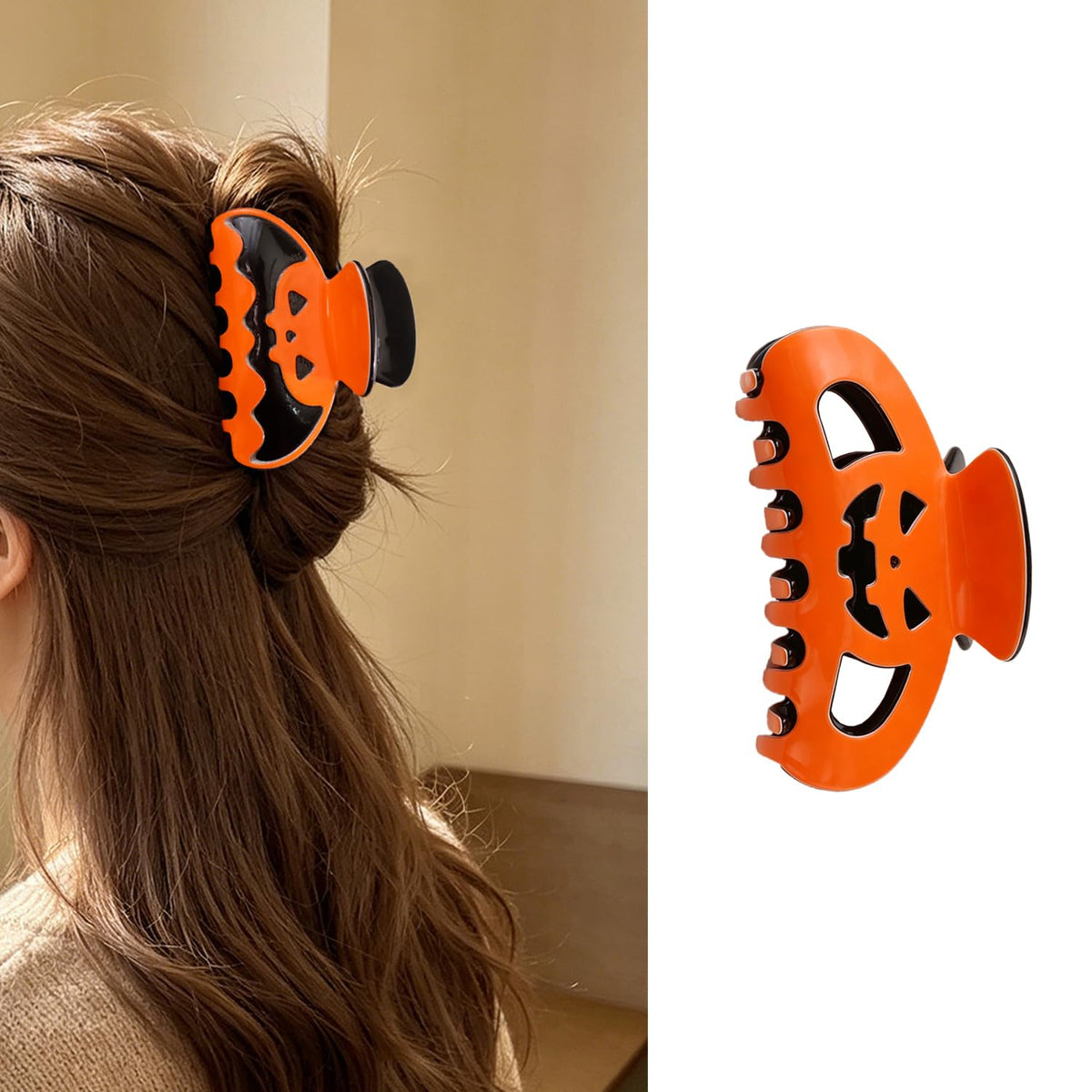 Halloween Ghost Hair Clips Luminous Ghost Hair Claw Clip Dark Style Bat Wing Hair Clip Glossy Acrylic Small Jaw Hair Clips Non Slip Strong Hold Hair Catch Barrette Hair Accessories for Women 1PC