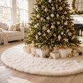 YEAHOME Christmas Tree Skirt, 48 Inch White Soft Faux Fur Tree Skirts Plush Christmas Decorations, White Ornaments Christmas Tree Skirts Xmas Decorations Indoor Holiday Party Decor