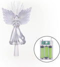 Alpine Corporation 11" Tall Angel Tree Topper with Fiber Optic Wings and LED Light, with Timer Function, Durable Plastic, and Radiant Glow for Holiday Christmas Decoration