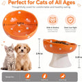 Orange Mushroom Cat Bowl, Elevated Ceramic Bowl for Cats