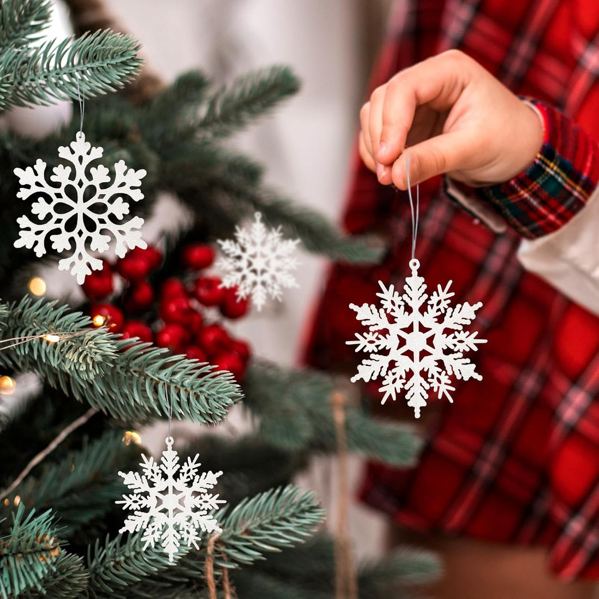 kockuu Christmas Decorations Snowflake Ornament White for Tree Decor Craft