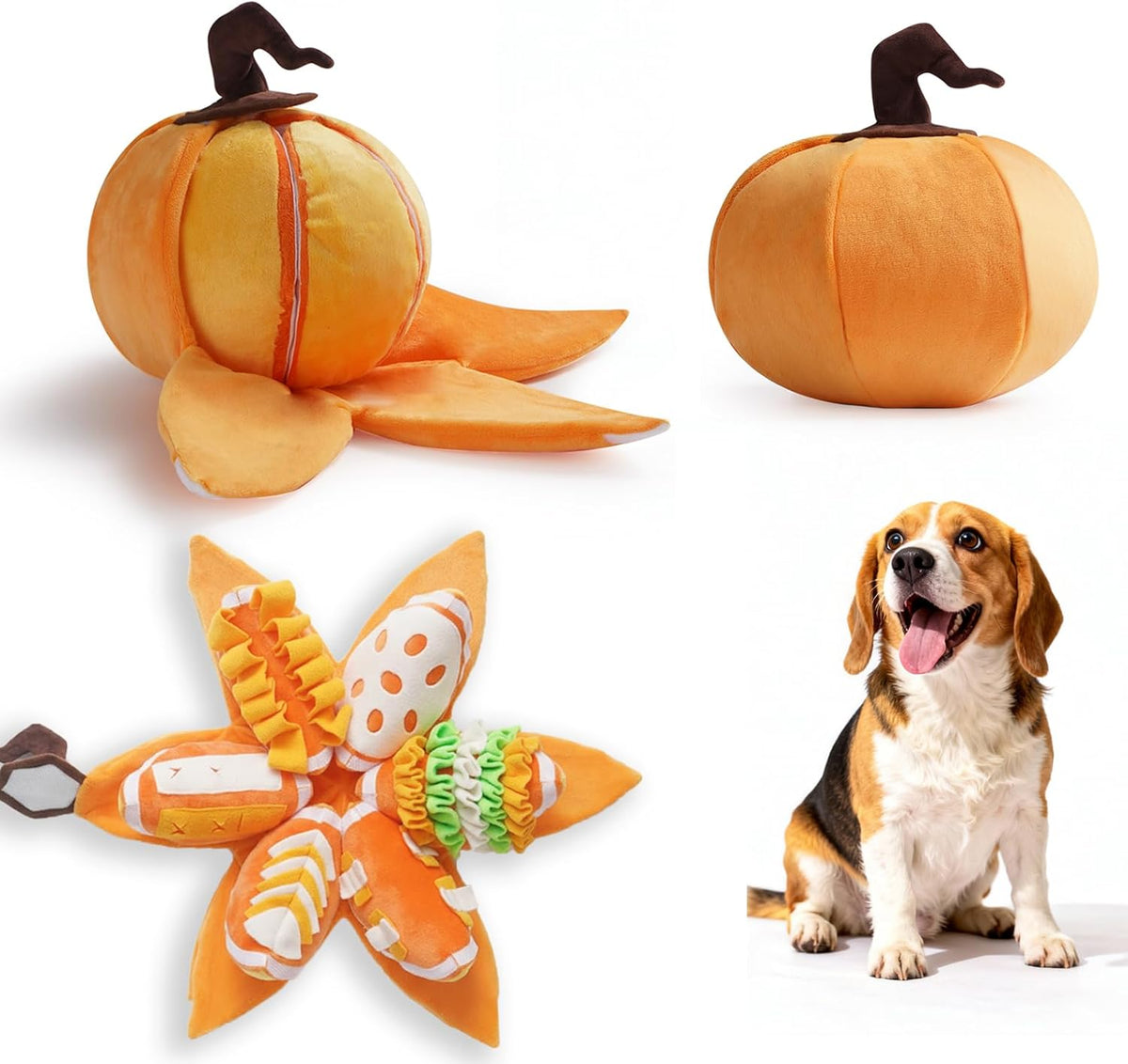 Nocciola Halloween Pumpkin Dog Toys, Hide and Seek Snuffle Plush Dog Toy for Small Dogs, Puppy Squeaky Toy with Crinkle Papers for Boredom