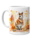 Hyturtle Fall Cat Maple Leaves Coffee Mug with Spoon Gifts on Birthday