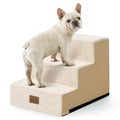 COZY KISS Dog Stairs for Small Dogs, 5 Tier Wider Pet Stairs for High Beds, 23.6" H Non-Slip Dog Steps for Old Cats, Puppies, Small Medium Dogs, 19.7x29.5x23.6 inch, Beige