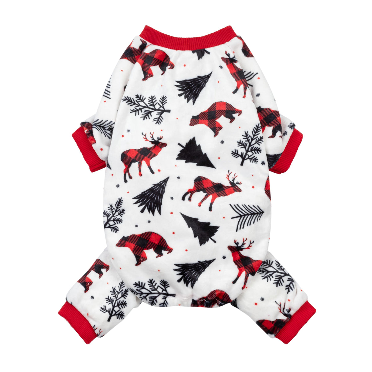 Fitwarm Reindeer Dog Christmas Pajamas, Winter Doggy Clothes for Small Dogs Boy Girl, Fleece Dog Onesie with Feet, Holiday Pet Outfit, Black, White, Red, Medium