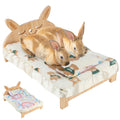 BWOGUE Large Wooden Rabbit Bed, Bunny Bed with Removable Cushion, 2-in-1