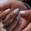 CurvLife Short Oval Chrome Nude Press On Nails, Champagne Pearl, Soft Gel | 32PCS 16 Sizes, Salon-Quality Natural Fake Nails, Curved Fit, 7-14 Day Glue-On Wear, Reusable Stick-On Nails, Press-On Kit