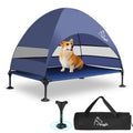 Upgraded Elevated Dog Bed with Canopy, Portable Raised Outdoor Dog Bed with Stable Anti-Slip Feet, Wider Shade Pet Bed Cot, Raised Dog Beds for Large Dogs Camping, Indoor & Outdoor Use