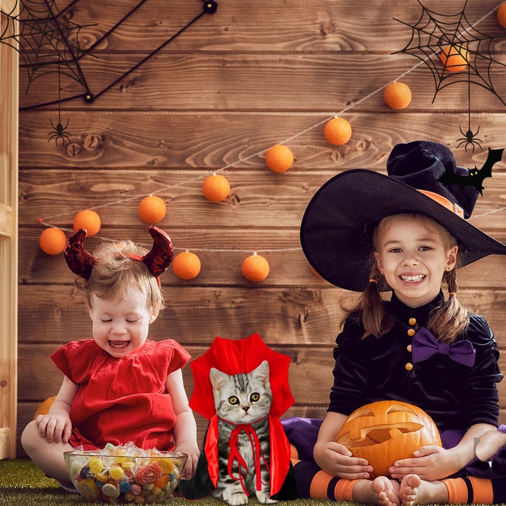 Halloween Cat Costume Vampire Cape for Small Medium Dogs Cats Witch Cloak