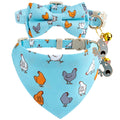 Faygarsle 2 Pack Blueberry Pattern Cat Collar Set with Bandana and Bow Tie, Light Blue, Breakaway Style with Bell