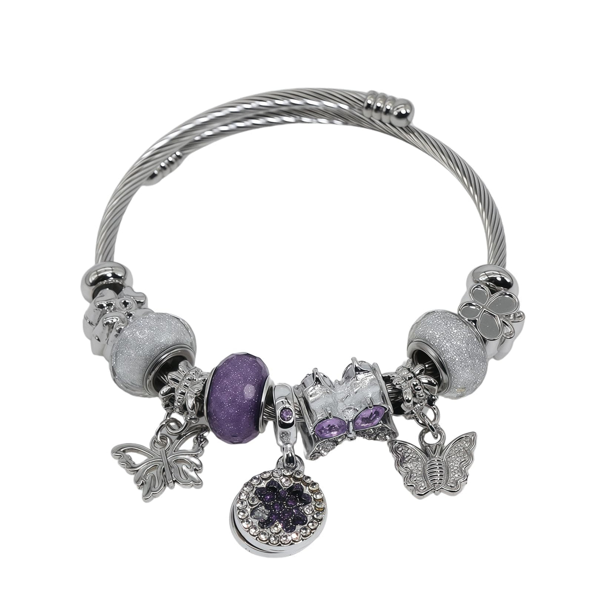 Charm Bracelets for Womens,Exquisite Cute Cartoon Friendship Silver Bracelets Stainless Steel Bangle, Womens Jewelry Suitable for Holiday Gifts and Birthday Gifts