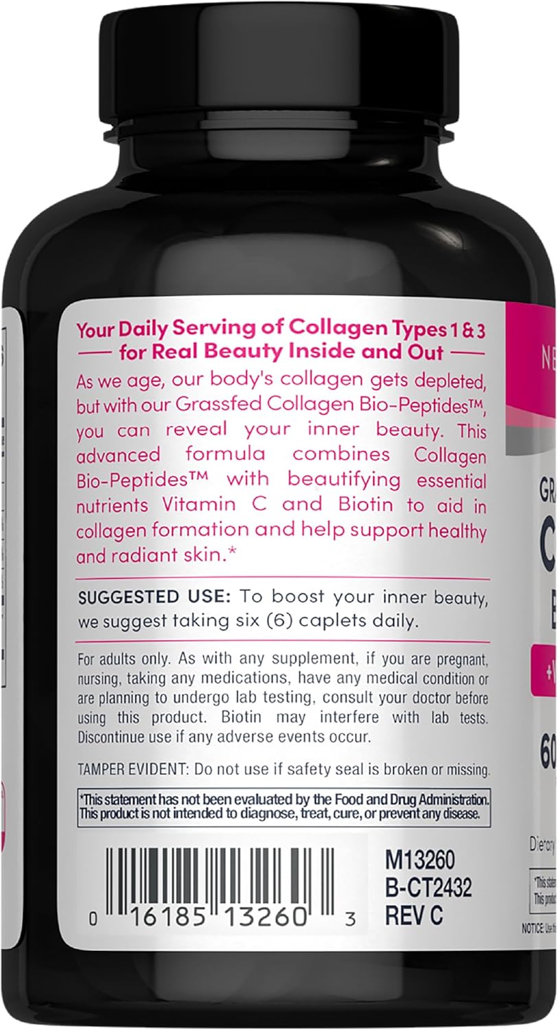 NeoCell Collagen Peptides Pills | 180 Tablets | with Vitamin C and Biotin | Grass Fed Bovine | Hair, Skin, & Nails | for Women and Men