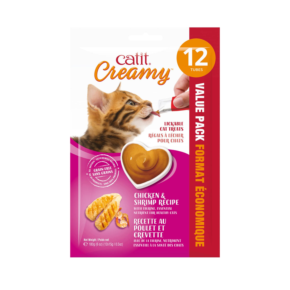 Catit Creamy Lickable Cat Treat – Healthy Variety of Flavors, 50 Pack, Hand-Feed or Serve, Nutrient-Rich Squeeze Tube, 0.5 oz Each
