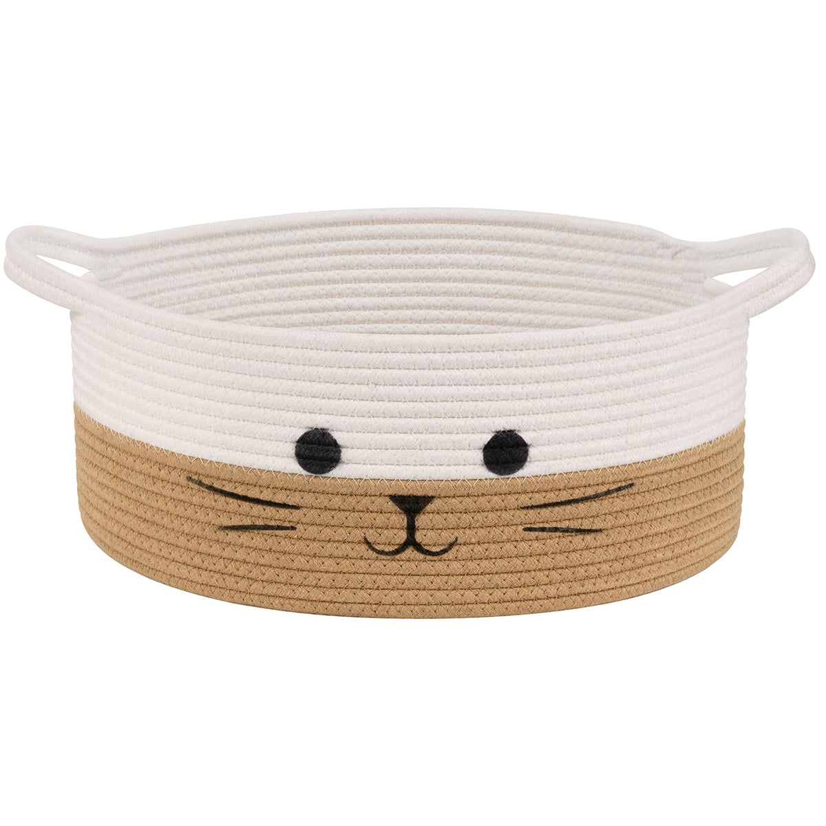 Small Woven Rope Storage Basket, Cute Cat Toy Basket for Living Room, Baby Baskets for Nursery, Gift Baskets Empty for Baby Shower, Grey, 9.8 x 4 inches