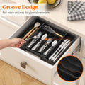 Lifewit Expandable Silverware Organizer, Plastic Utensil Tray for Kitchen Drawer, BPA Free Flatware Cutlery Holder, Space-Saving Storage for Spoons Forks Knives, 8-13.8 x 11.2 x 1.4 inch, Black
