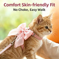 Pink Leash and Bow H-Shaped Design Harness for Small Cats Dogs, Proof Soft Adjustable Vest Easy Control Breathable Harnesses for Small Cats Dogs (S 2-7LBS)