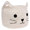 Small Woven Rope Storage Basket, Cute Cat Toy Basket for Living Room, Baby Baskets for Nursery, Gift Baskets Empty for Baby Shower, Grey, 9.8 x 4 inches