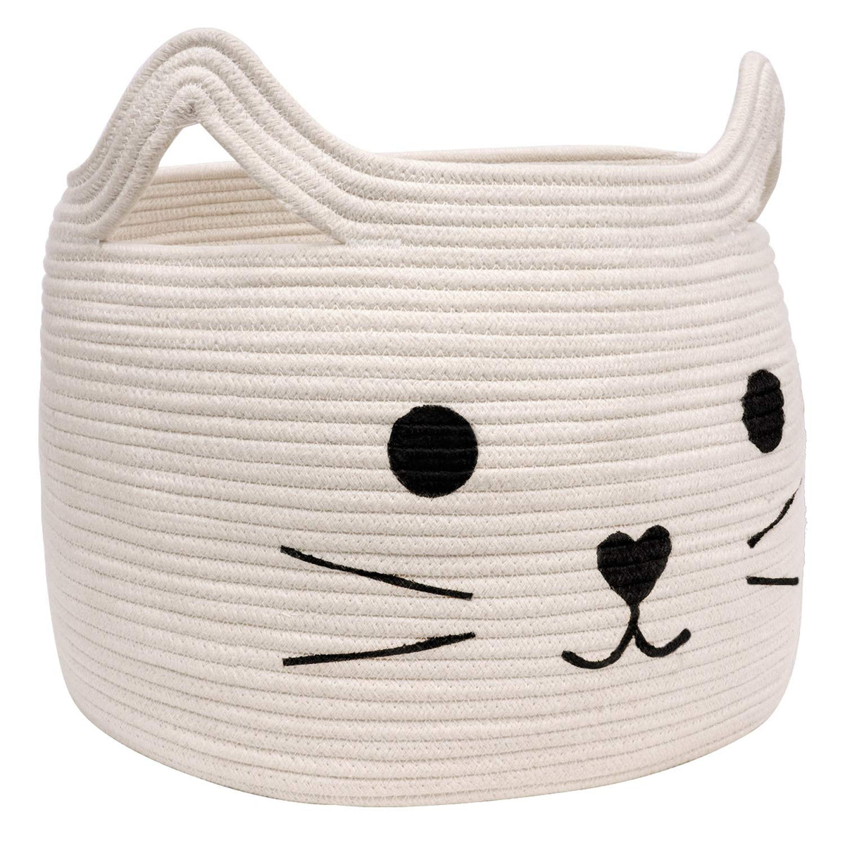 Small Woven Rope Storage Basket, Cute Cat Toy Basket for Living Room, Baby Baskets for Nursery, Gift Baskets Empty for Baby Shower, Grey, 9.8 x 4 inches