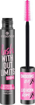 essence Lash Without Limits Extreme Lengthening & Volume Tubing Mascara | (04 | Black) Waterproof Tubing Formula, Smudge-proof, No Clumping, Flexible Wand, Vegan, Cruelty Free, Paraben Free