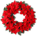 Riceshoot Christmas Artificial Poinsettia Wreath 20" Christmas Red Wreath