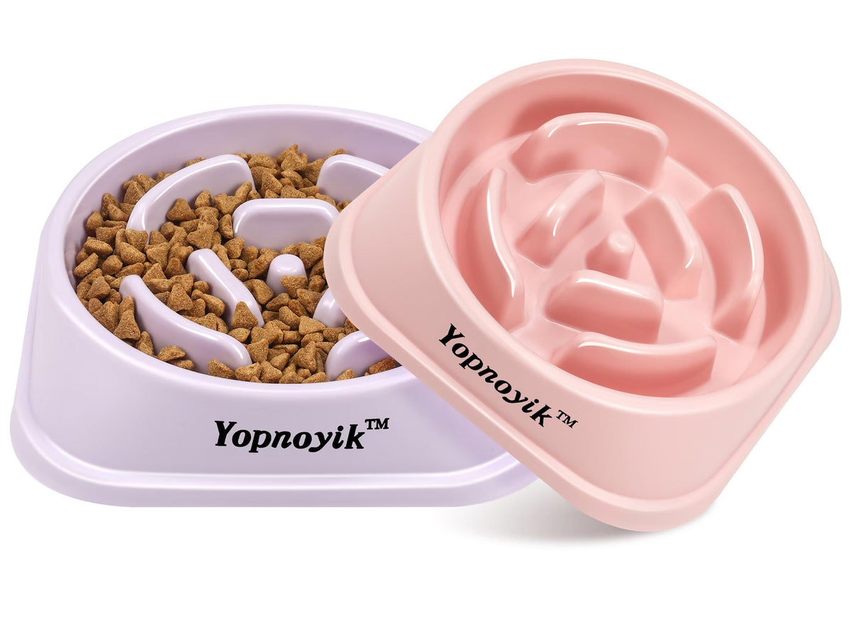 2 Pack Slow Feeder Dog Bowls for Healthy Eating, Non-Slip and Anti-Choking Design, Reduces Bloating & Overeating for Medium Dogs and Cats, Easy to Clean