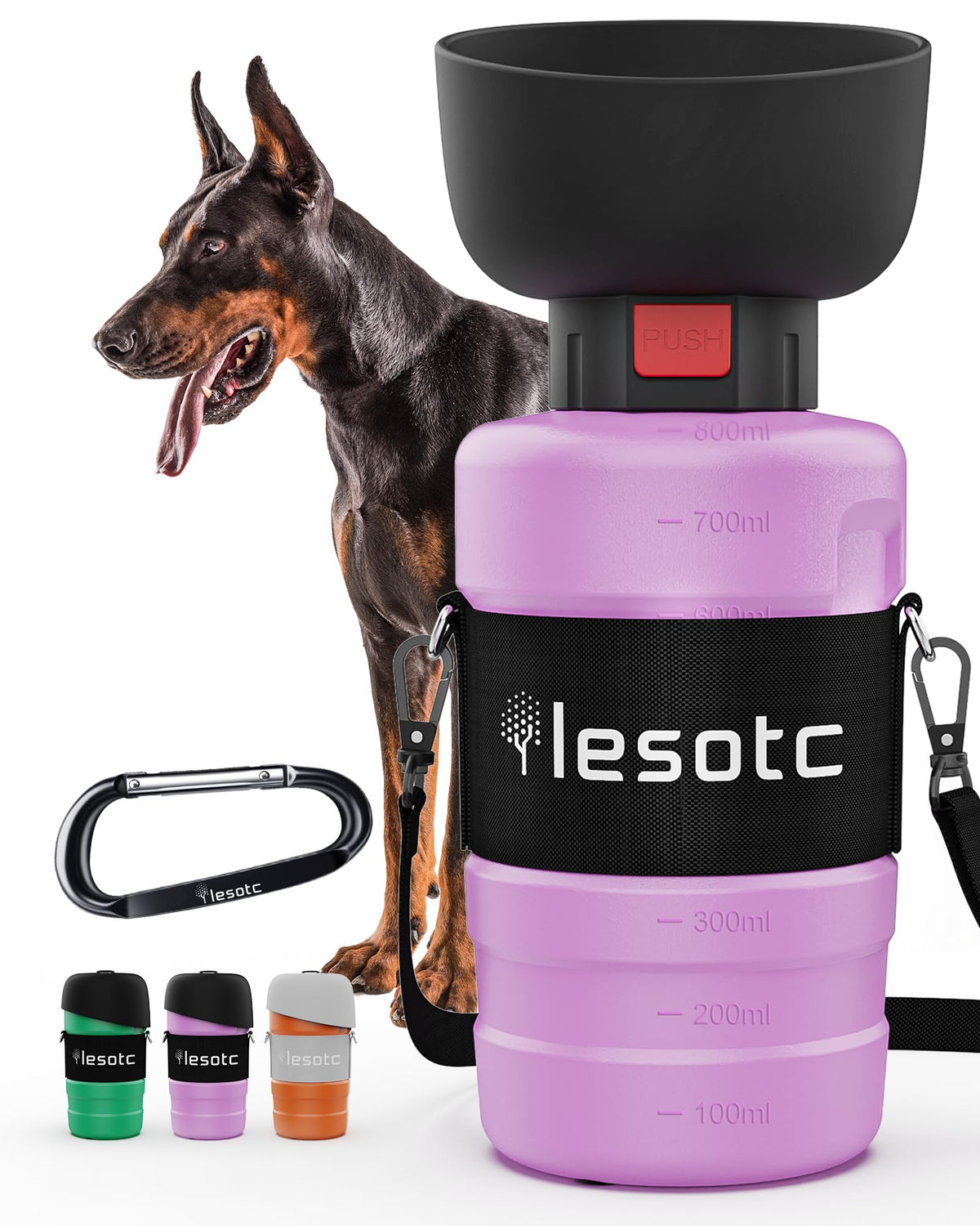 lesotc Dog Water Bottle, Portable Pet Water Dispenser, Leak Proof Travel Squeeze Water Bottle for Dogs, Puppy Essentials Dog Stuff Accessories for Outdoor Walking, Hiking, BPA-Free, Lightweight
