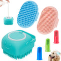 Comotech 6PCS Dog Bath Brush & Dog Toothbrush | Adjustable Handle Shampoo Brush & Scrubber for Short & Long Haired Dogs & Cats | Effectively Solve Odor & Stain Removal Problems (Blue Blue Blue.)