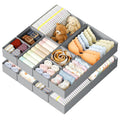 DIMJ Drawer Organizer Clothes, 12 Pack Dresser Organizer, Foldable Closet Organizers and Storage, Fabric Dresser Bins, Drawer Dividers for Nursery, Baby Clothes, Underwears, Sock (Beige)