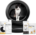 Litter-Robot 4 Supply Bundle by Whisker, Black - Automatic | Automatic, Self-Cleaning Cat Litter Box, Includes 3 OdorTrap Refills, 10 Liners, 30 Cleaner Wipes, & 2 Carbon Filters
