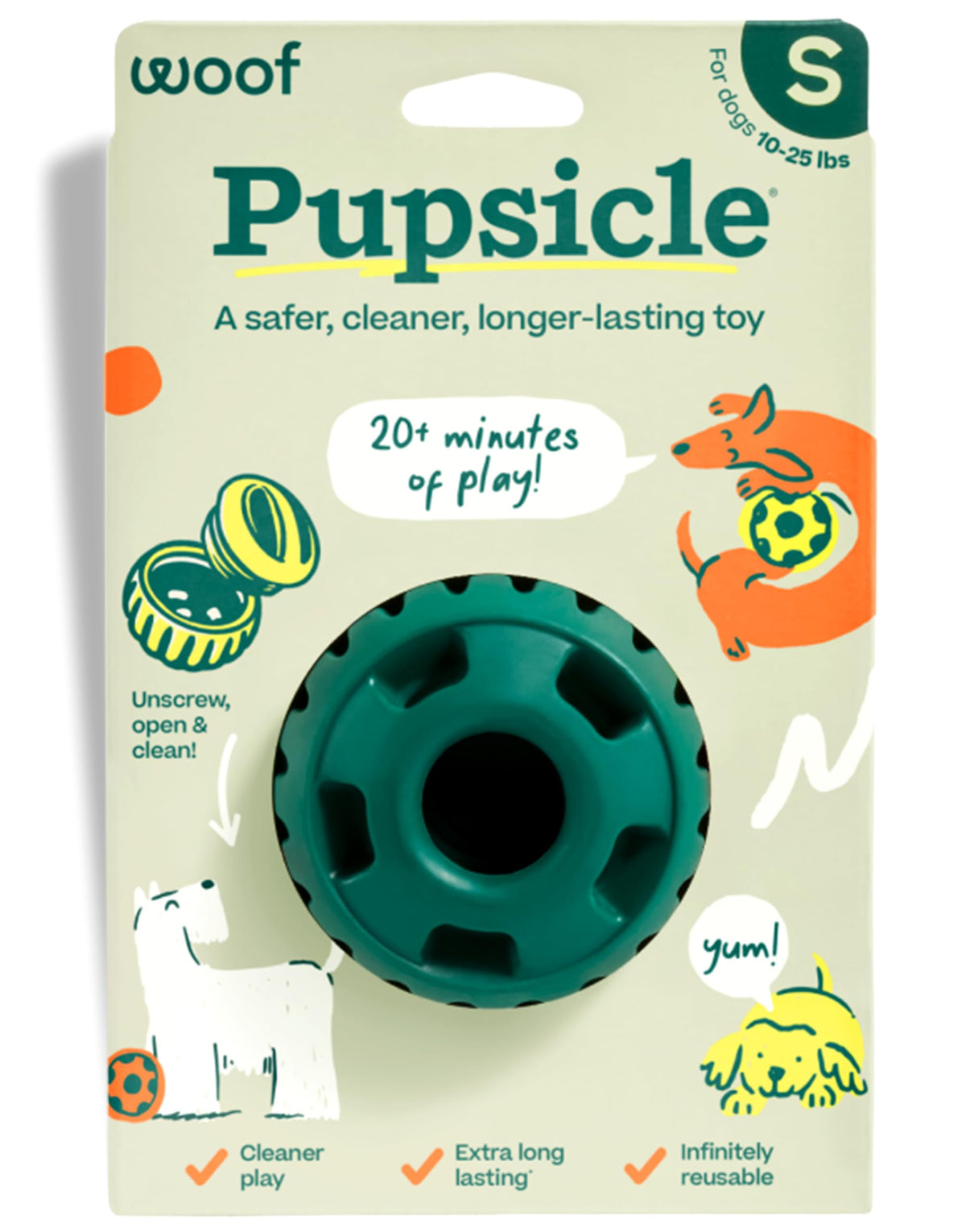 WOOF Pupsicle - Long-Lasting Interactive Dog Ball Toy to Keep Your Pup Busy and Distracted - Safe for Dogs - Low-Mess Design - Dog Toys for Medium and Large Dogs 25-75 lbs