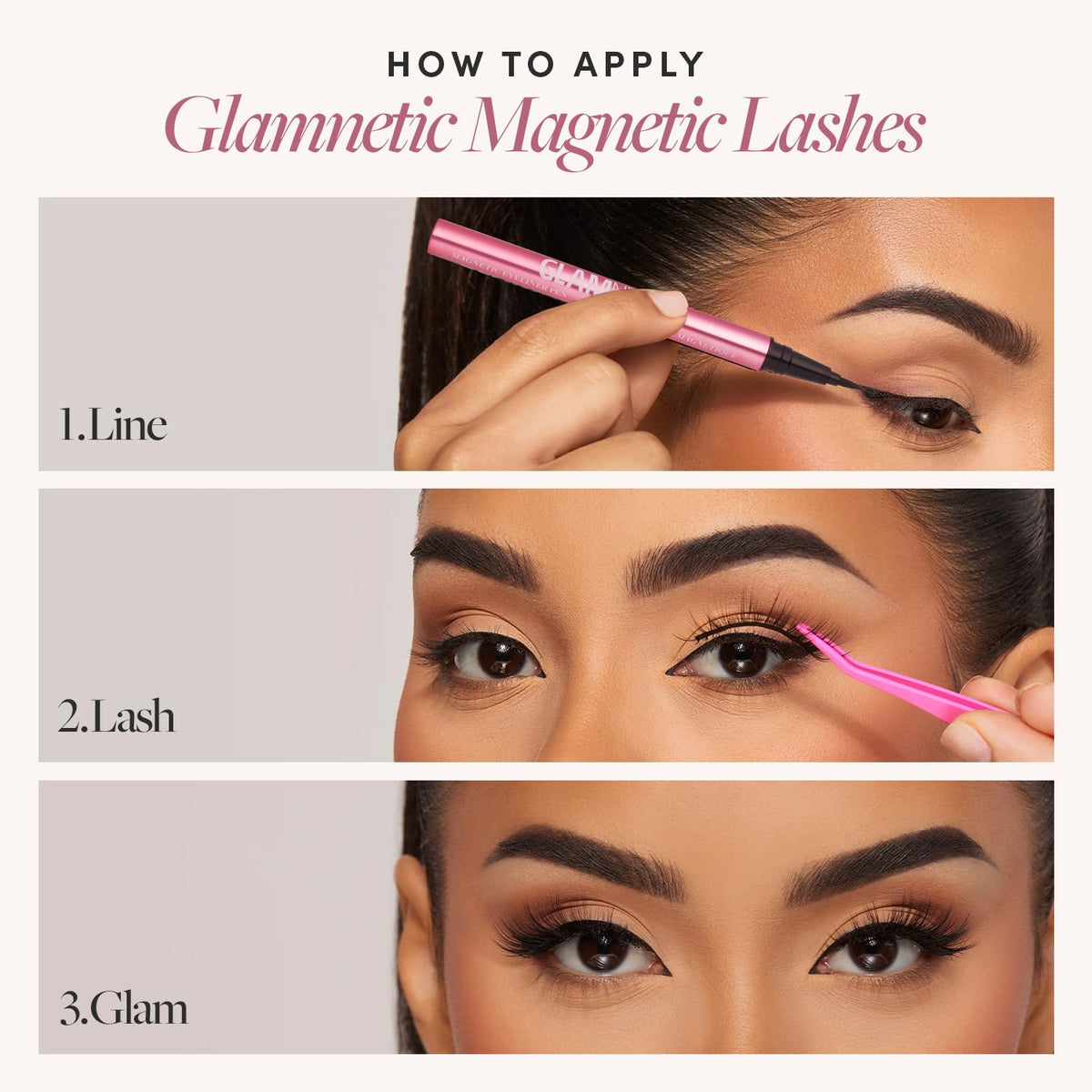Glamnetic Magnetic Eyelashes - Vacay | Long Magnetic Lashes, 60 Wears Reusable High Volume Faux Mink Lashes, Dramatic, Round - 1 Pair