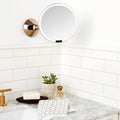 simplehuman Sensor Mirror, Wall Mount Makeup Mirror with Light, 8" Round Lighted with Magnification (5X), Hard Wired, Swing Arm, Brass Stainless Steel